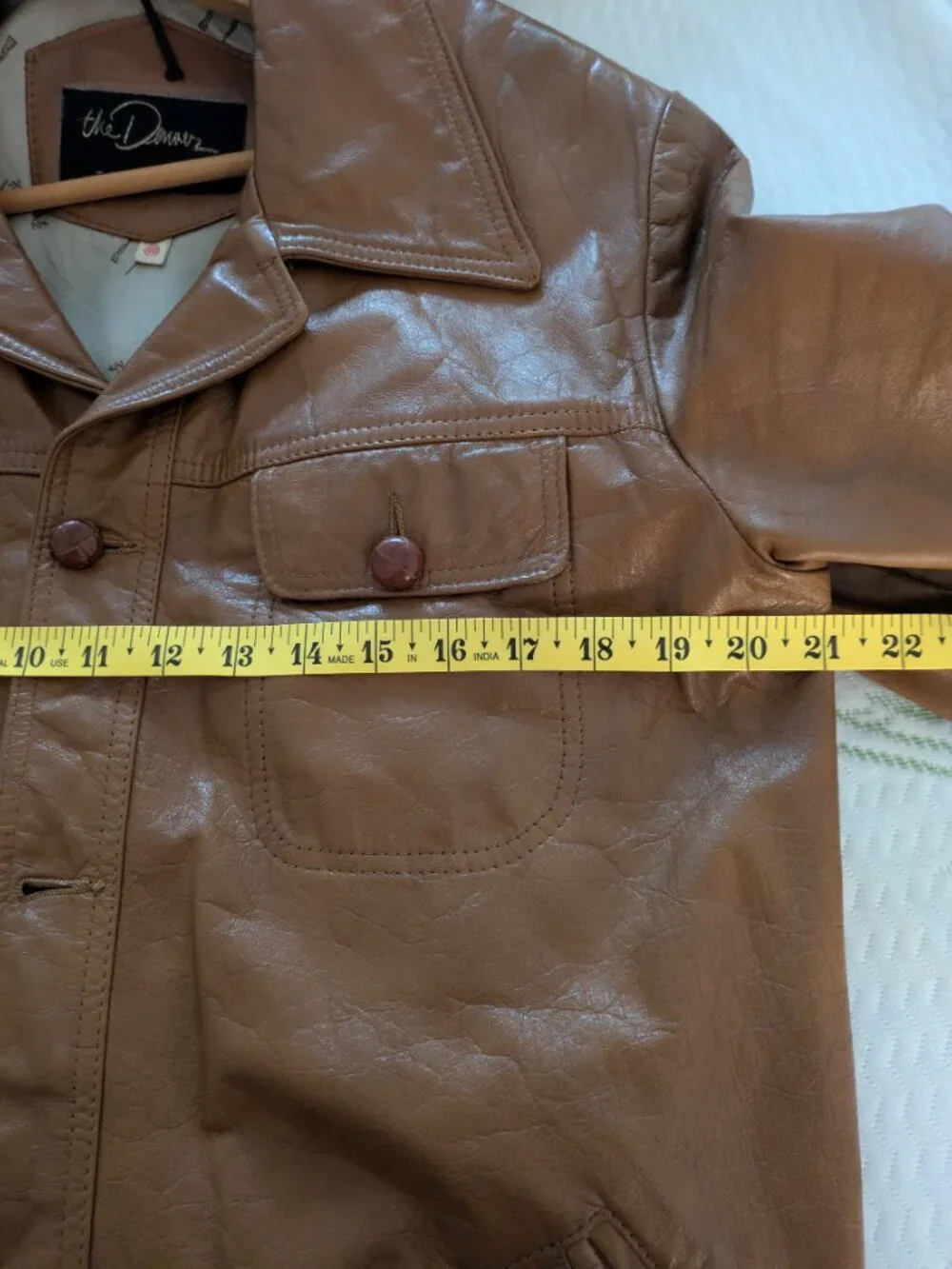 VTG 70s The Denner Leather Hunting Jacket by A. Pollak Camel Brown Mens 40 M